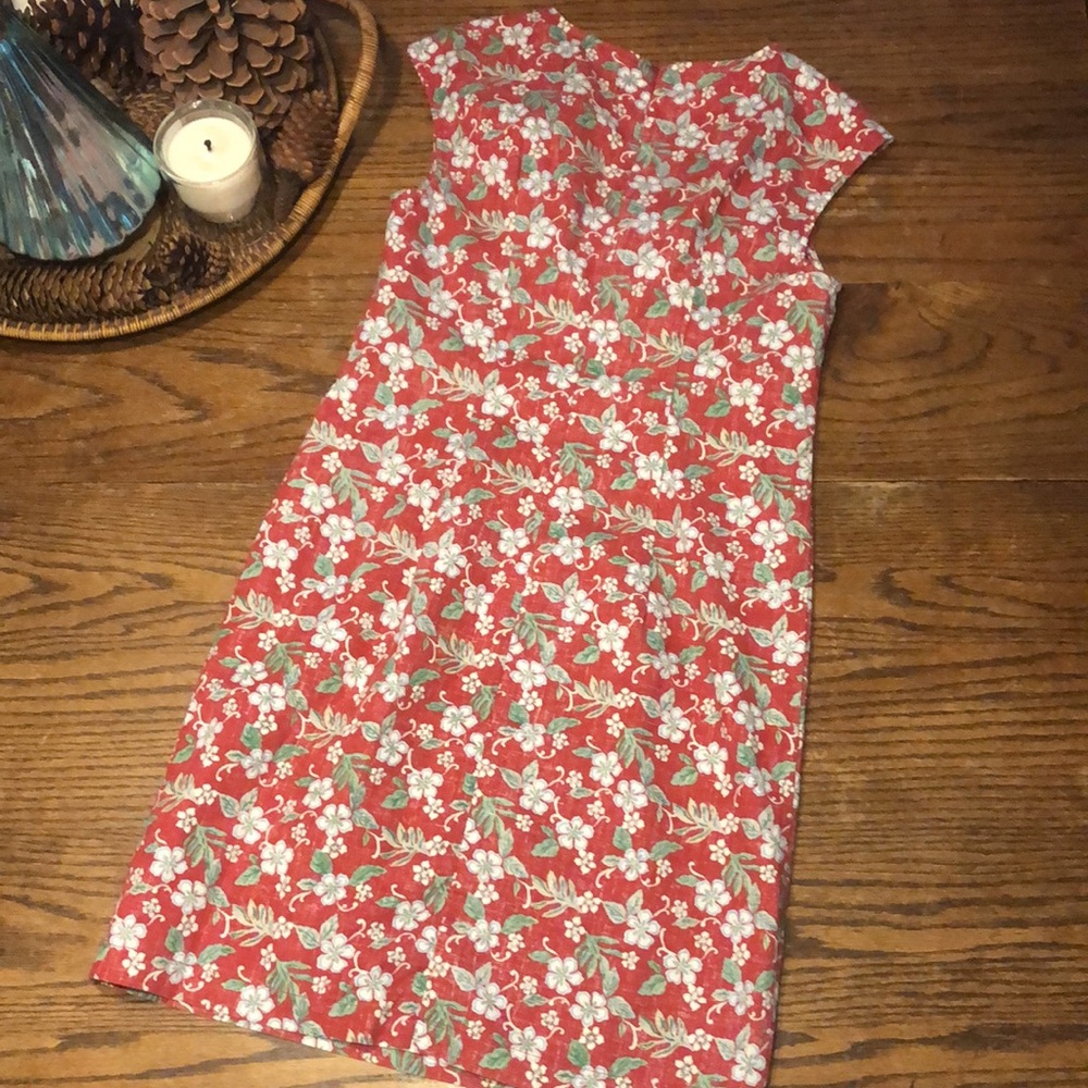 NWT Reyn Spooner Sweet Plumerias deep red sheath dress made in Hawaii